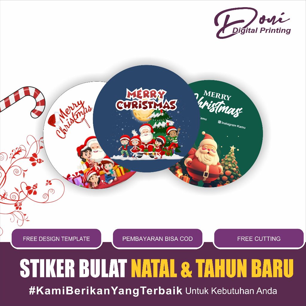 

Promo Stiker Natal Bulat / Label Toples Segel Merry Christmas / Stiker Bulat Cookies Hampers / Stiker Custom