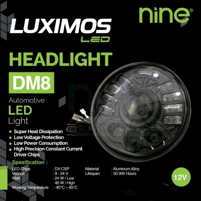Ready NINE LUXIMOS LED LAMPU UTAMA DAYMAKER BILED DM8 5,7 INCH DRL WHITE