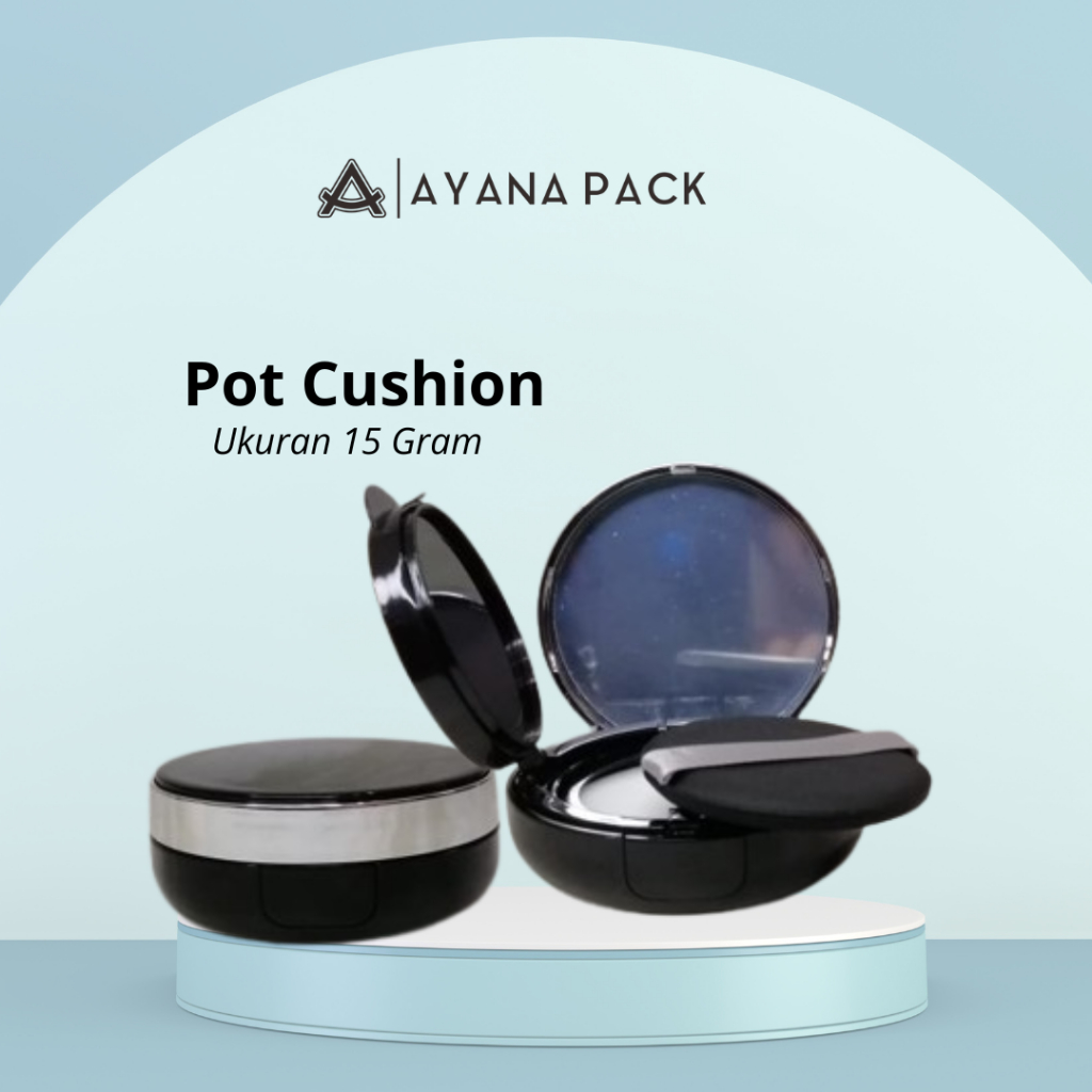 Pot Cushion 13-15gr Hitam Lis Silver / BB Cushion 15 gr Hitam Lis Silver / Wadah cushion kosong bias