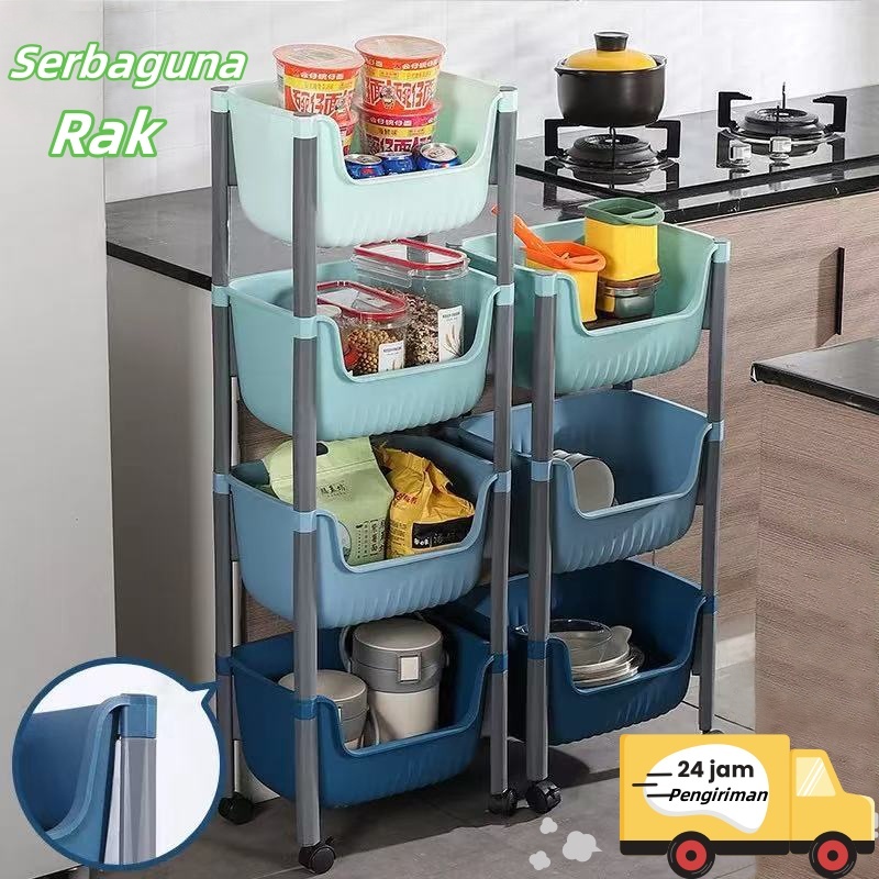 Rak penyimpanan mainan terbuka serbaguna rak buku plastik tebal meja penyimpanan troli