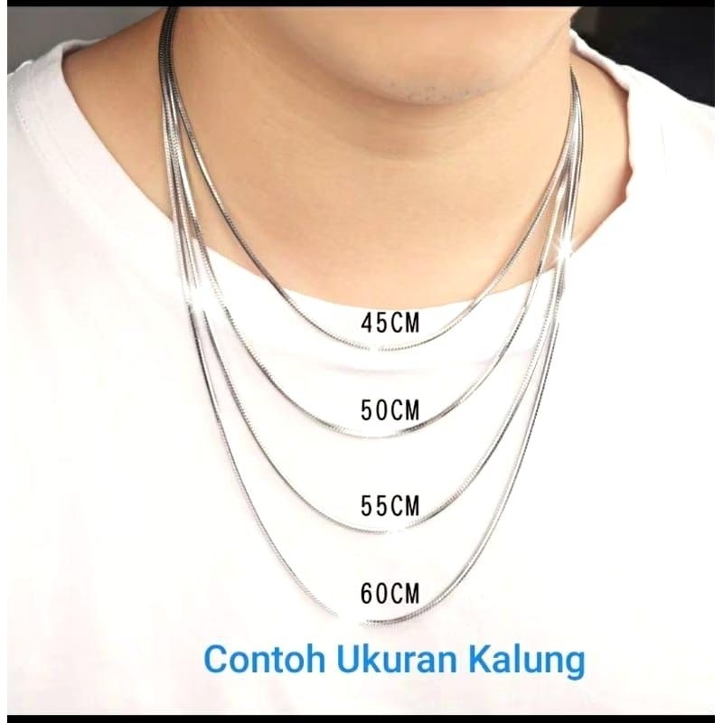 ORIGINAL Kalung Perak Pria Wanita Silver Asli 925 Lapis Emas Putih Italy Santa - Kalung Pria Wanita