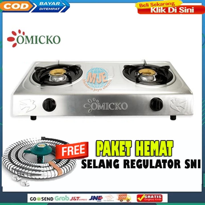 OMICKO kompor 2 tungku omicko/kompor 2 tungku omicko stainless terbaru promo