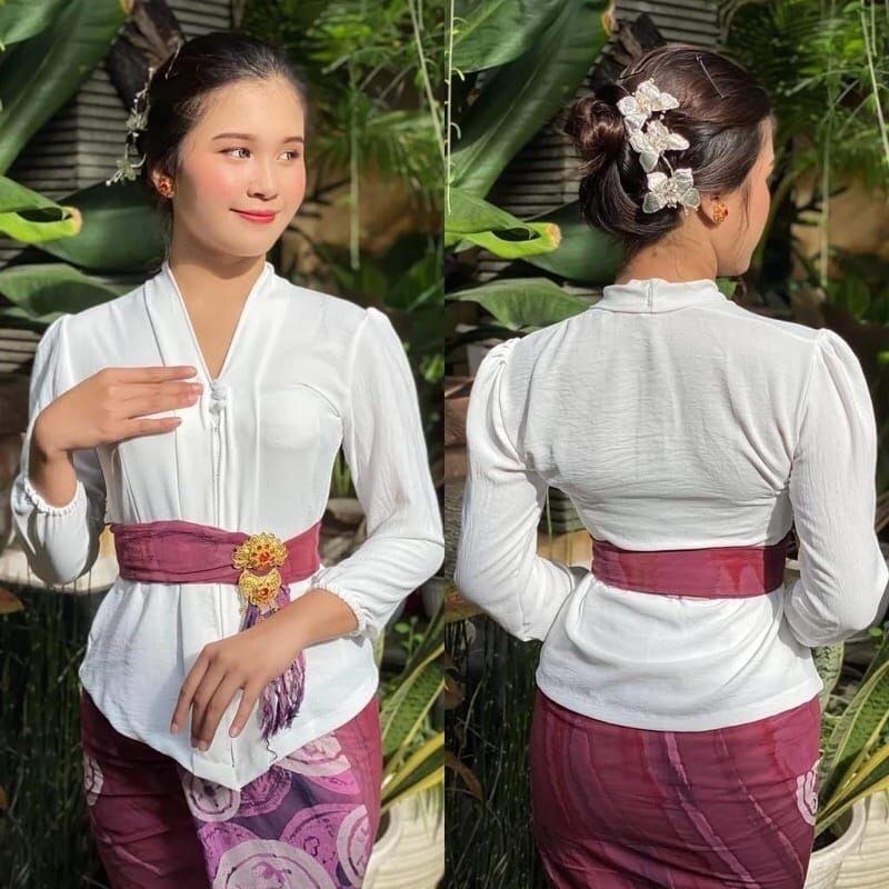 Atasan Kebaya Polos Lengan Panjang Strait Kebaya Bet Kerut Tangan 7/8 Crincle Airflow Kebaya Kutubar