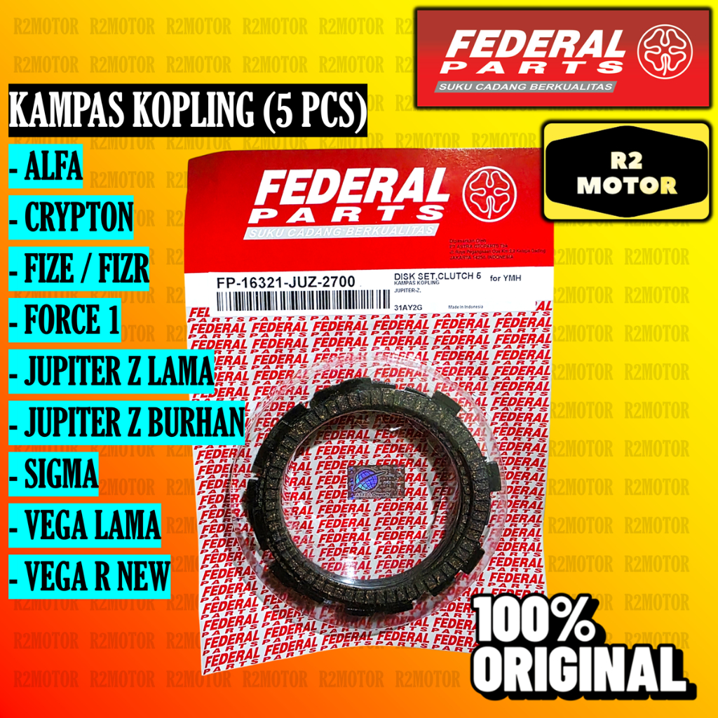 FP KAMPAS KOPLING JUZ FEDERAL ALFA CRYPTON FIZE FIZR F1ZR FORCE 1 JUPITER Z BURHAN SIGMA VEGA LAMA R