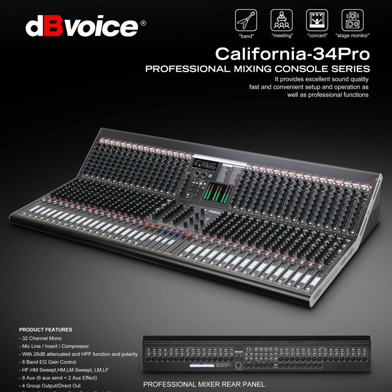 Mixer dbvoice California 34 Pro Original 32 Channel CALIFORNIA-34PRO