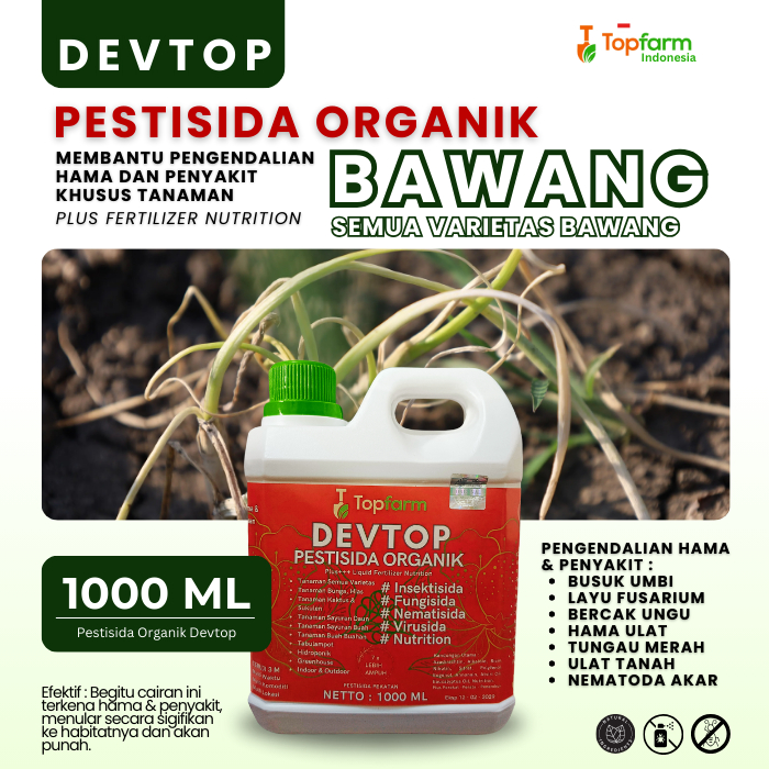 Topfarm Devtop Pesticida Organik Bawang Semua Variitas / Obat Hama Khusus Bawang Merah / Obat Bawang