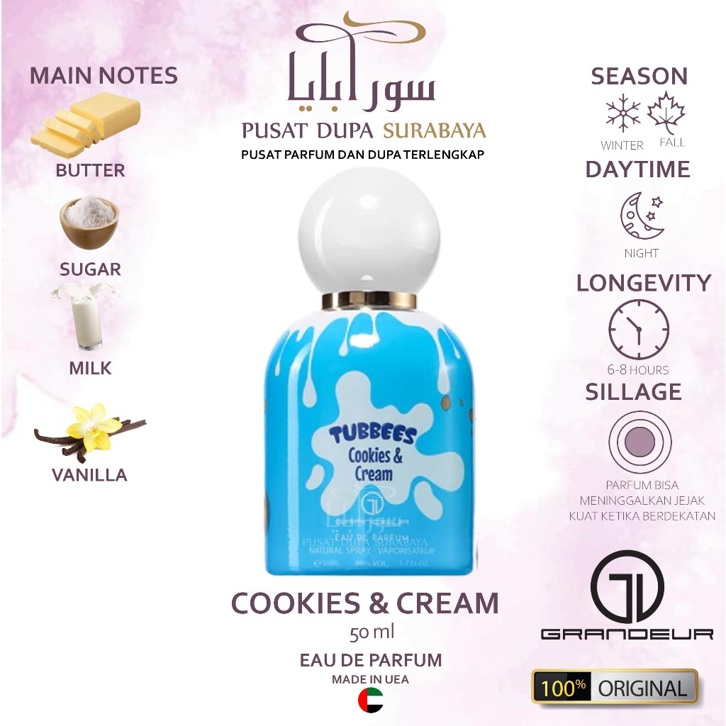 Parfum Asli Arab Original Premium grandeur tubbees Scents/cookies & cream