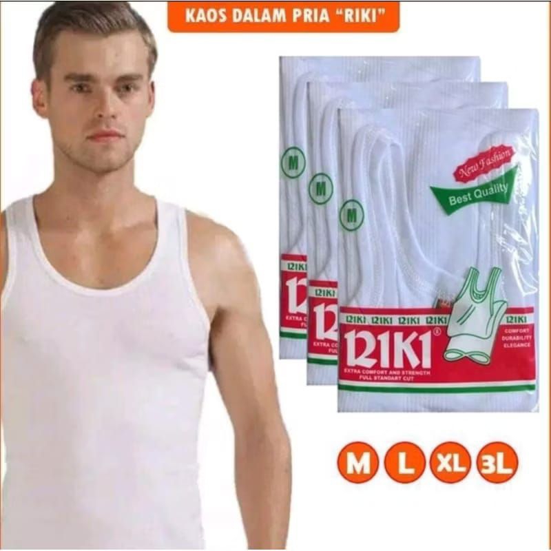 isi 3PCS Singlet dalam pria/Kaos singlet Pria RIKI/Kaos Kutang singlet