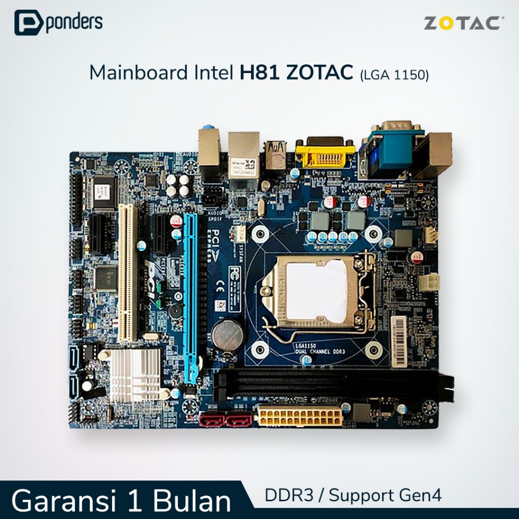 Motherboard Zotac H81 LGA 1150 Micro ATX DDR3 Support Gen4