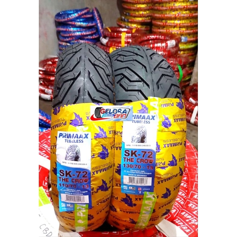 Ban Tubeless Primaax sk-72 110/70-13 Ban 130/70-13 ban montor Nmax Pcx banmatic 130/70-13 ban 110/70