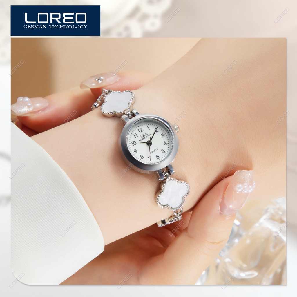 Loreo - Jam Tangan Serut Motif Clover Leaf Analog Watch Fashion Wanita