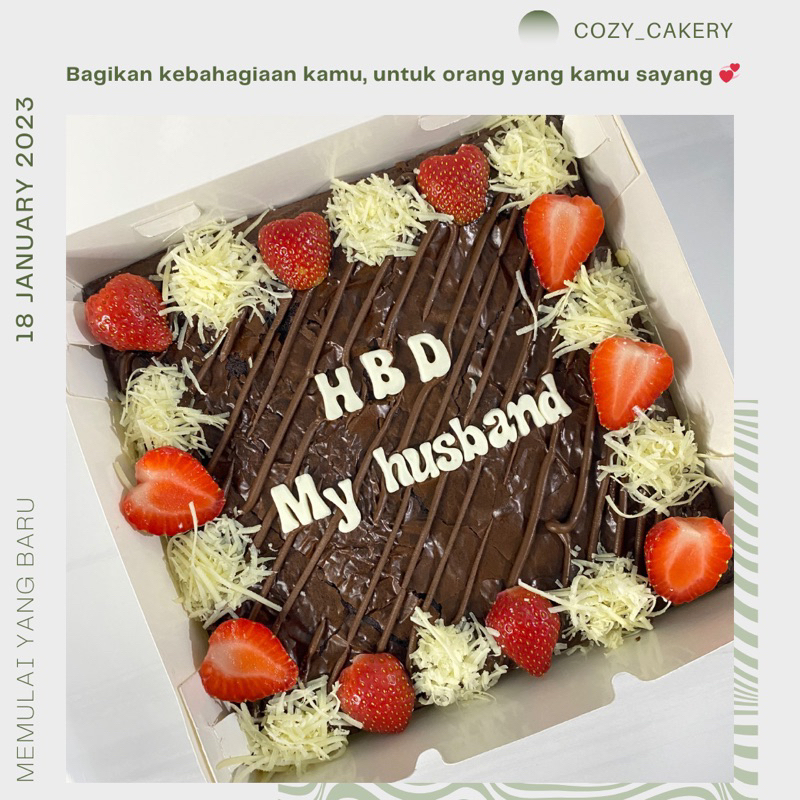 

Fudgy brownies Kue Ulang Tahun/Brownies sekat stroberry keju