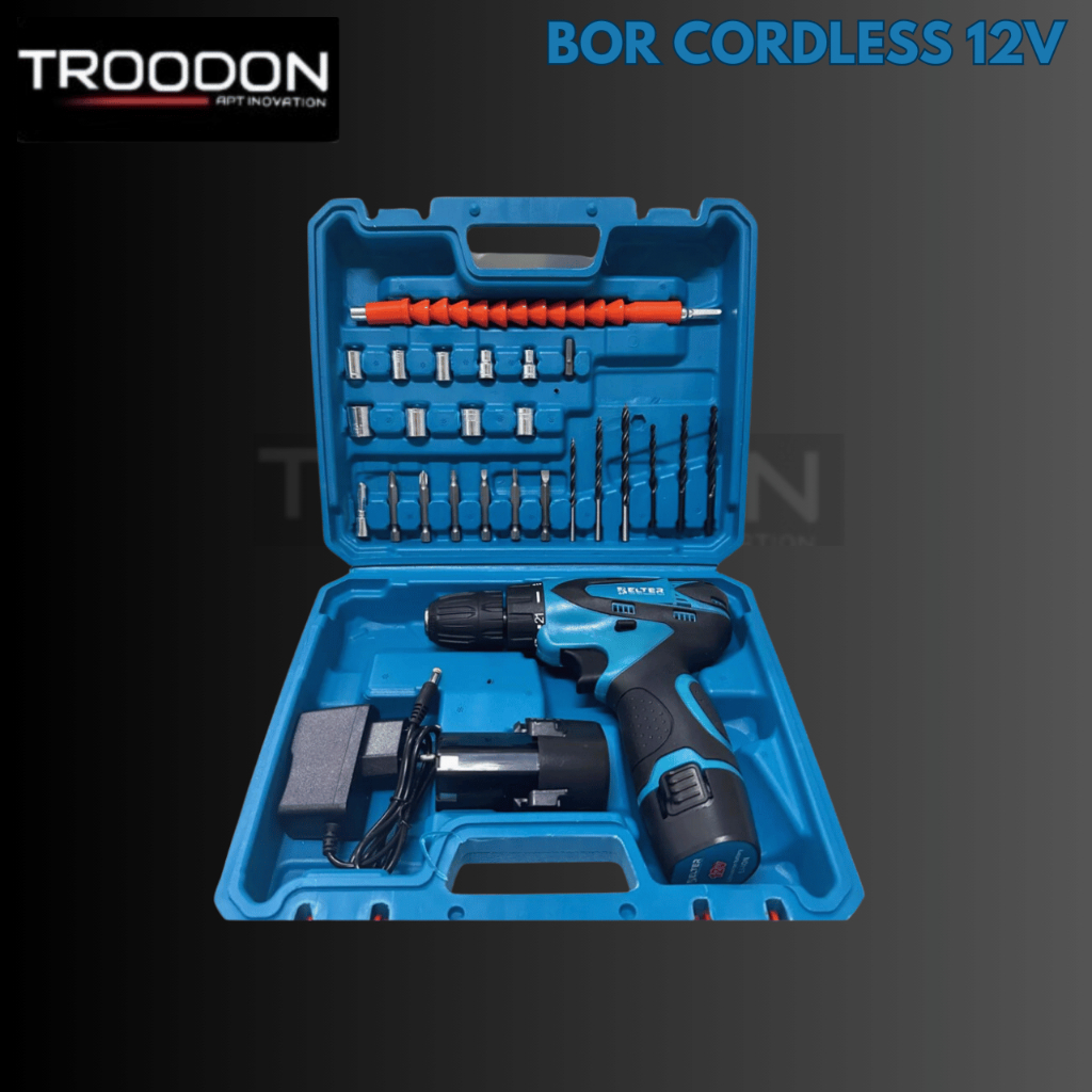 Mesin Bor Baterai 12 Volt Bor Tangan Cordless Drill Set Bor Batre Lengkap