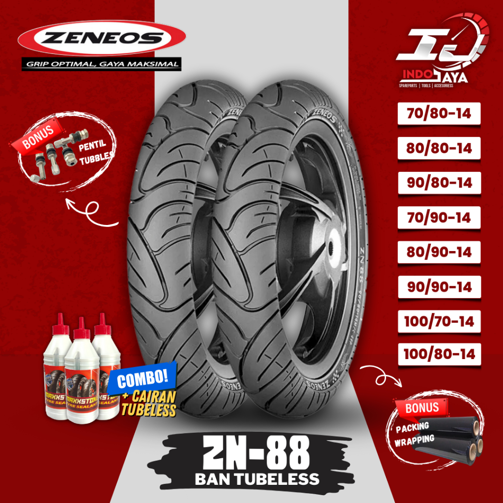 [READY COD] BAN LUAR TUBELESS ZENEOS ZN88 (70/80-14 - 80/80-14 - 90/80-14 - 70/90-14 - 80/90-14 - 90