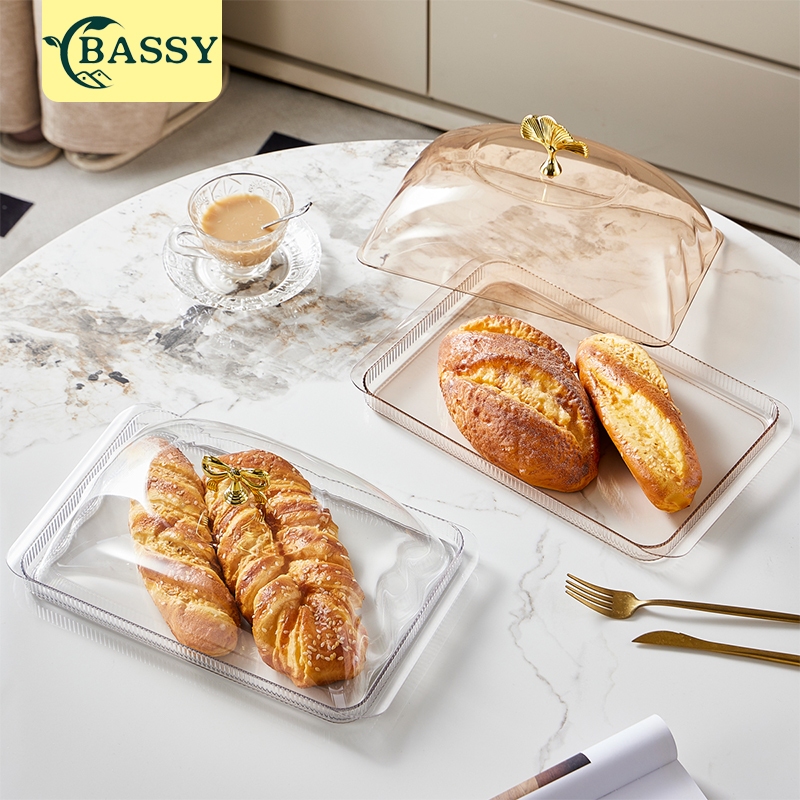 Bassy Piring Roti Set Nampan Saji Serbaguna Wadah Roti/Kue Dengan Tutup Wadah Buah Aesthetic Hsb851
