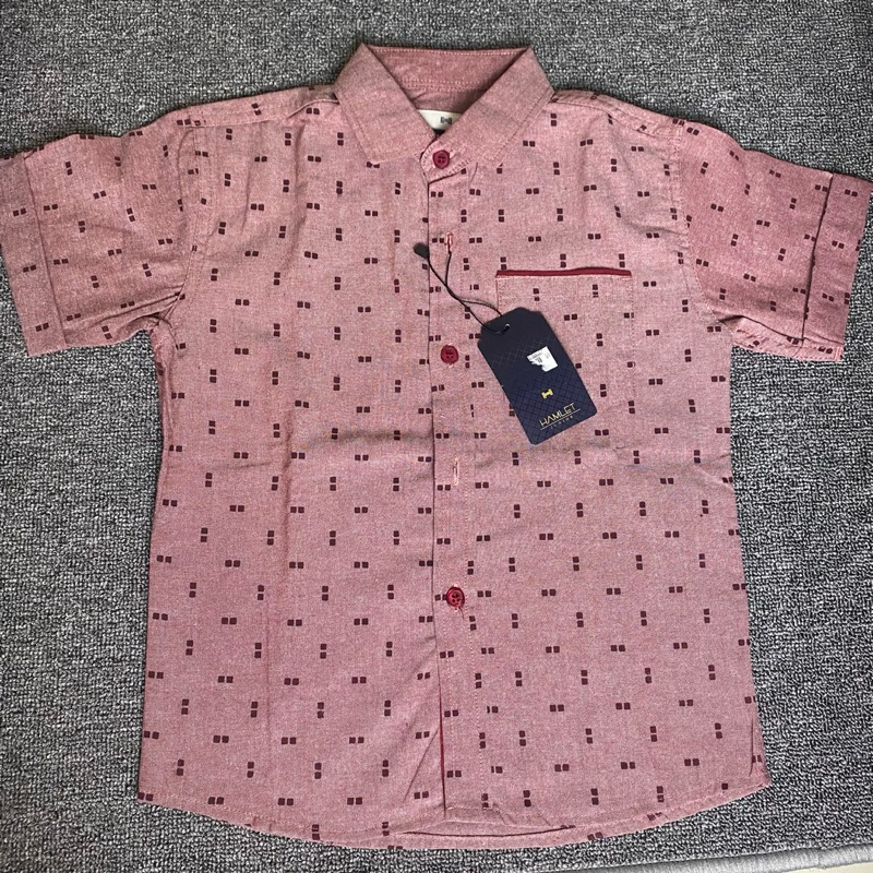 KEMEJA ANAK LAKI-LAKI BERKERAH MERK HAMLET UKURAN 7 USIA 5-8 TAHUN MERAH MAROON KEMEJA ANAK COWOK BA