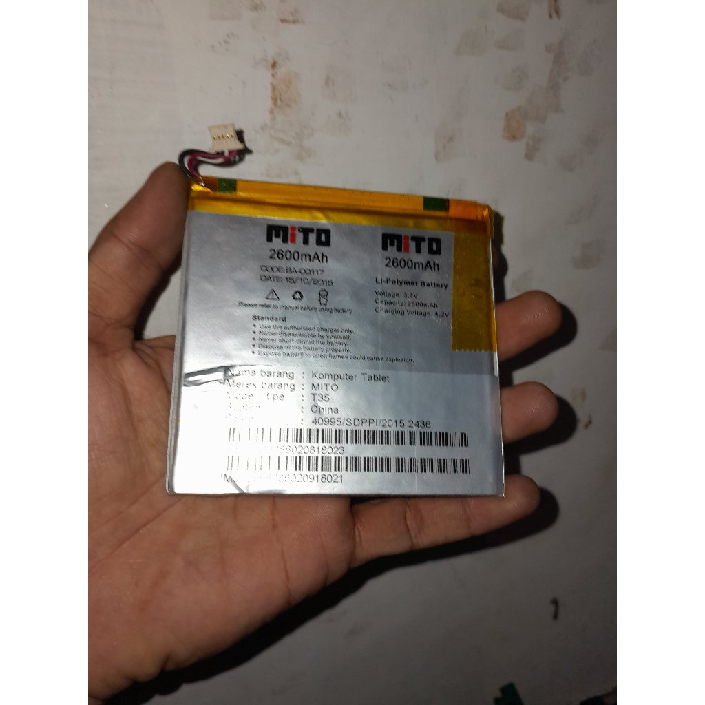 batre tablet mito t35 ori cabutan masih bagus tidak kembung