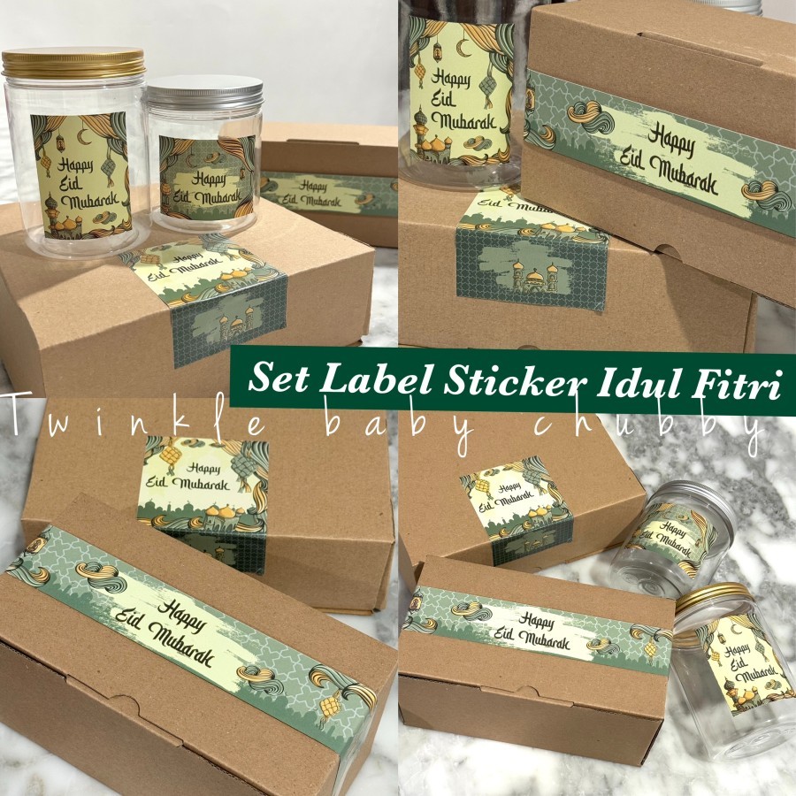 

Set sticker stiker paper belt label kartu ucapan idul fitri lebaran eid mubarak toples box tempat kue hang tag ramadan ramadhan