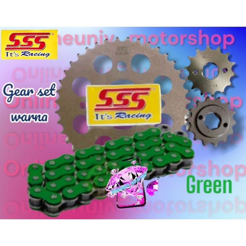gear gir set sss 428 rantai Hijau rxz /vega /vega r / mx old / jupi mx new 135 / rx king / f1 zr / j