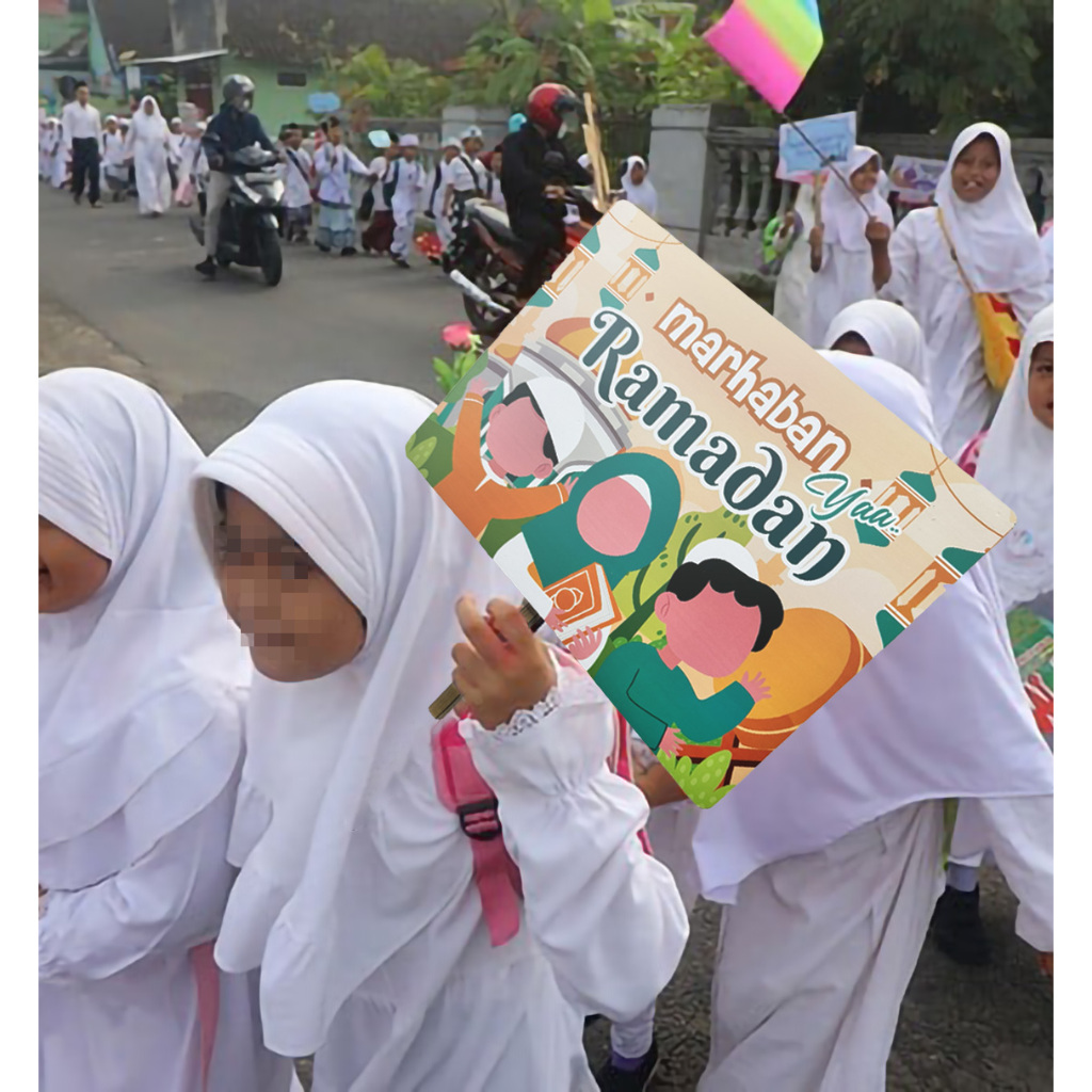 Poster Pawai Papan Custom Marhaban Ya Ramadhan Anak Sekolah Gambar Sesuai Request
