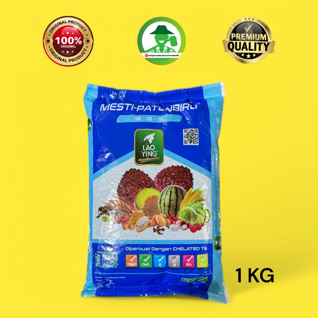 Pupuk NPK 16 Mestibiru Lao Ying 16-16-16 Mestindo 1 kg