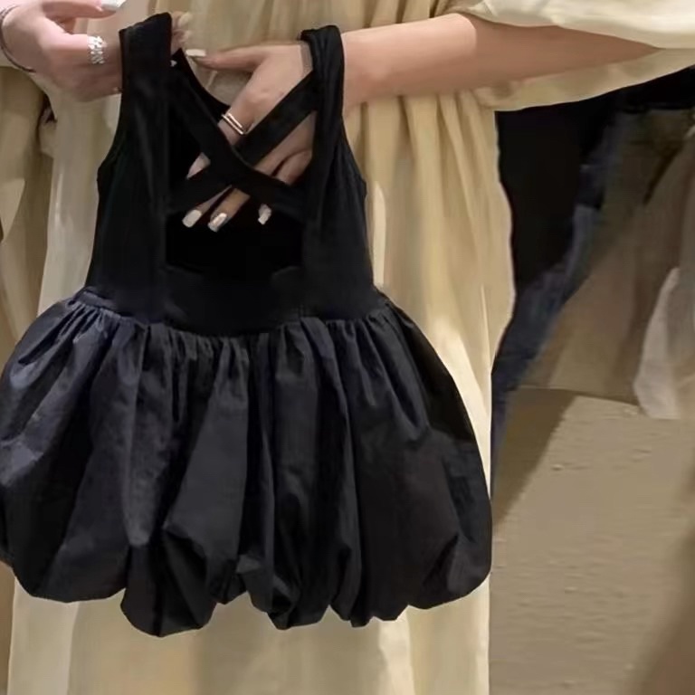 KODE M89R MrGabor Dress hitam lucu anak perempuan 1  5 tahun  Ball gown mini dress  BUBU DRESS