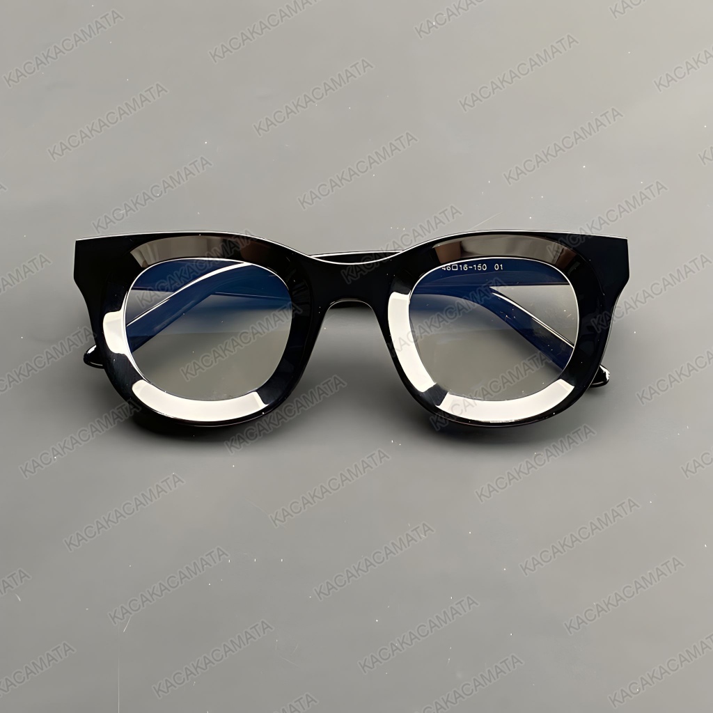 Frame Kacamata Pria Wanita Minus Baca Bulat Tebal Oversized KKCTheo anti radiasi