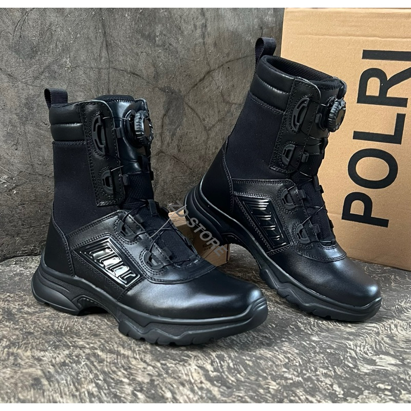 Sepatu PDL TACTICAL JATAH POLRI 2024 TALI PUTAR/Sepatu PDL TACTICAL POLRI PUTAR HITAM 2024