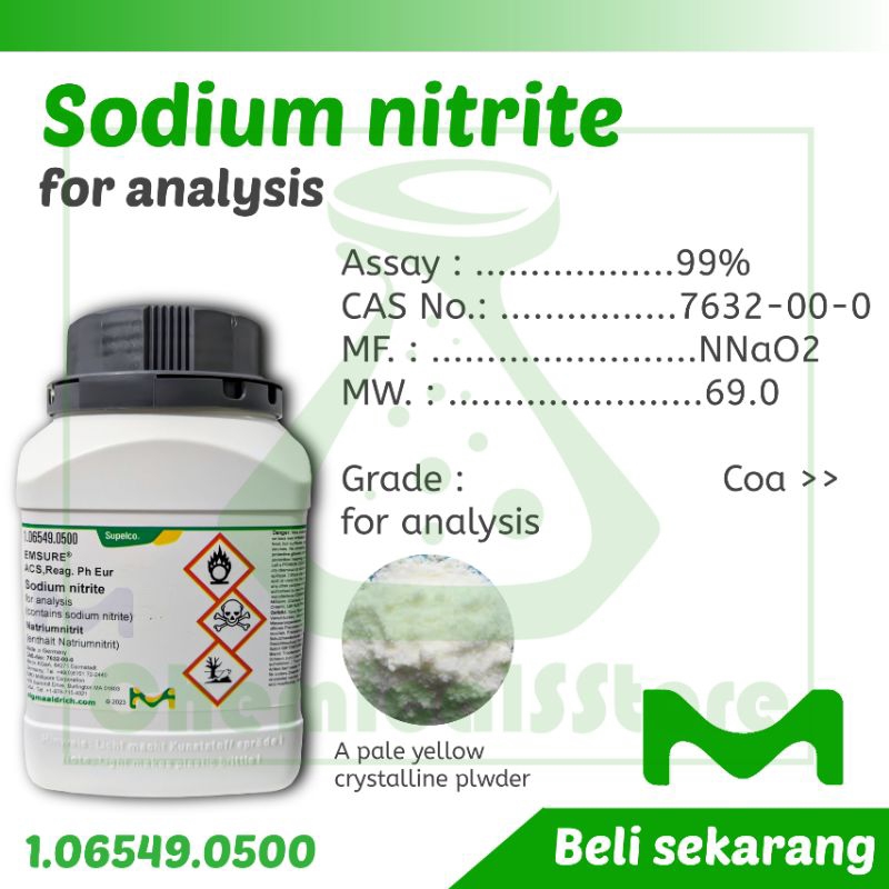 Sodium nitrit | Natrium nitrit | for analysis Merk 500g