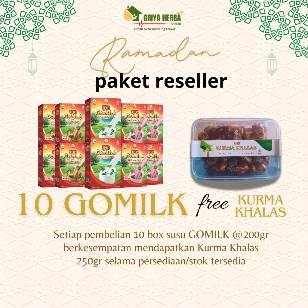 

( paket reseller gomilk ) 10 Dus Gomilk gratis KURMA KHALAS