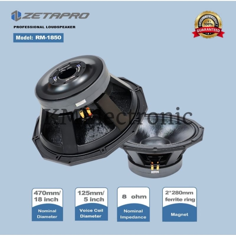 Speaker komponen 18 inch Zetapro RM 1850 / Original Zetapro