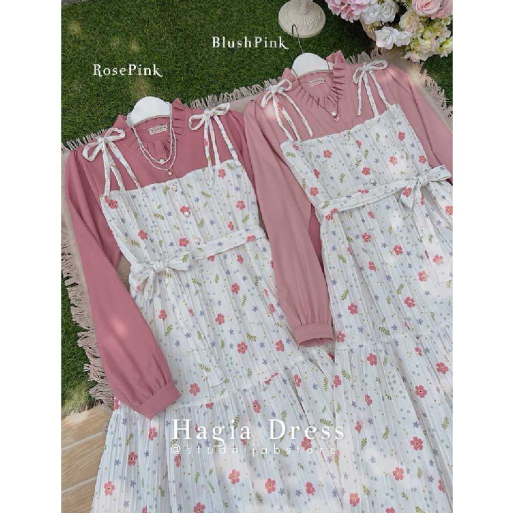 1 set ootd wanita korean style hagia gamis Baju dress