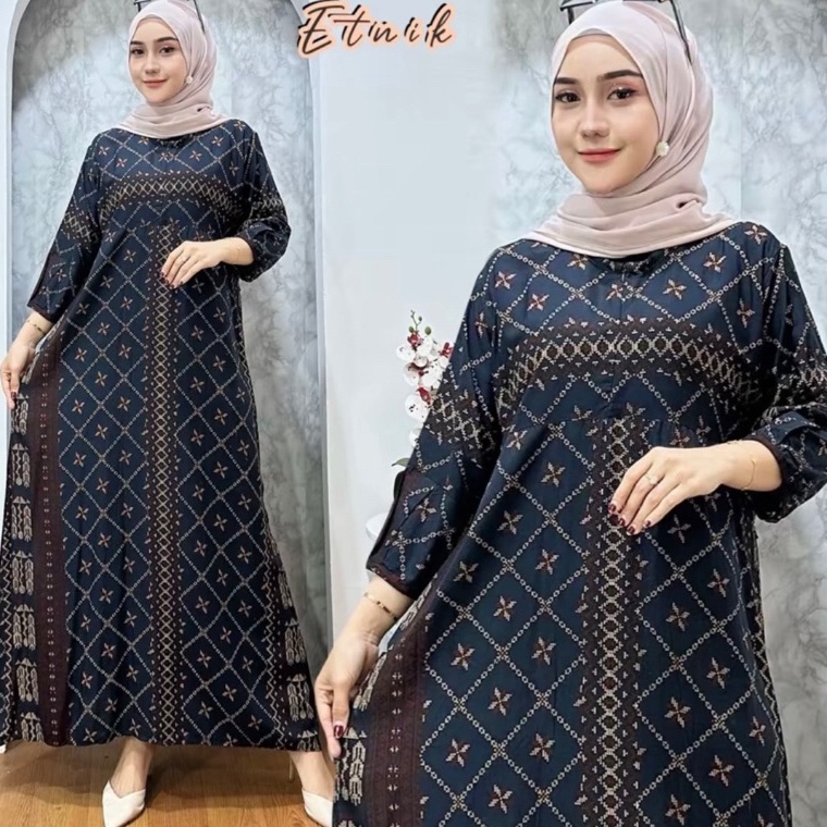 KODE O8H Sedress Etnik Bahan Rayon Premium Busui Friendly Motif Kekinian Panjang Dress Wanita