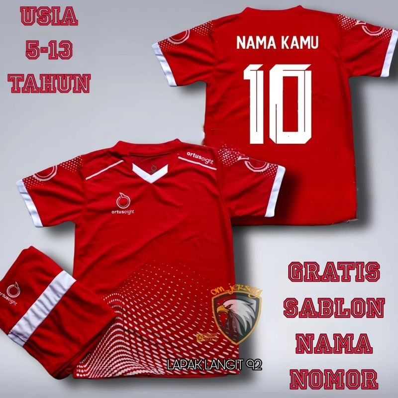 Free Sablon Nama Nomor Baju Bola Anak Usia 5-13 Tahun Setelan Jersey Bola Futsal Volley SSB SD Junio