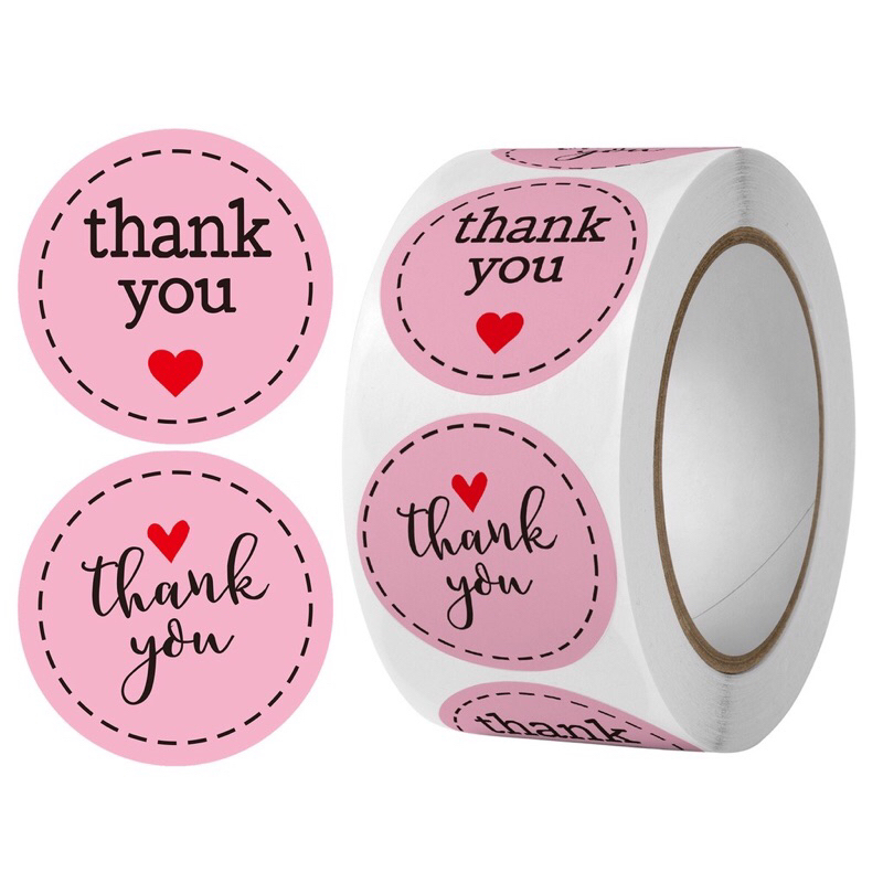 Sticker Thank You Roll Isi 500 Pcs Stiker Ucapan Terima Kasih Warna Self Adhesive Seal Label Karakte