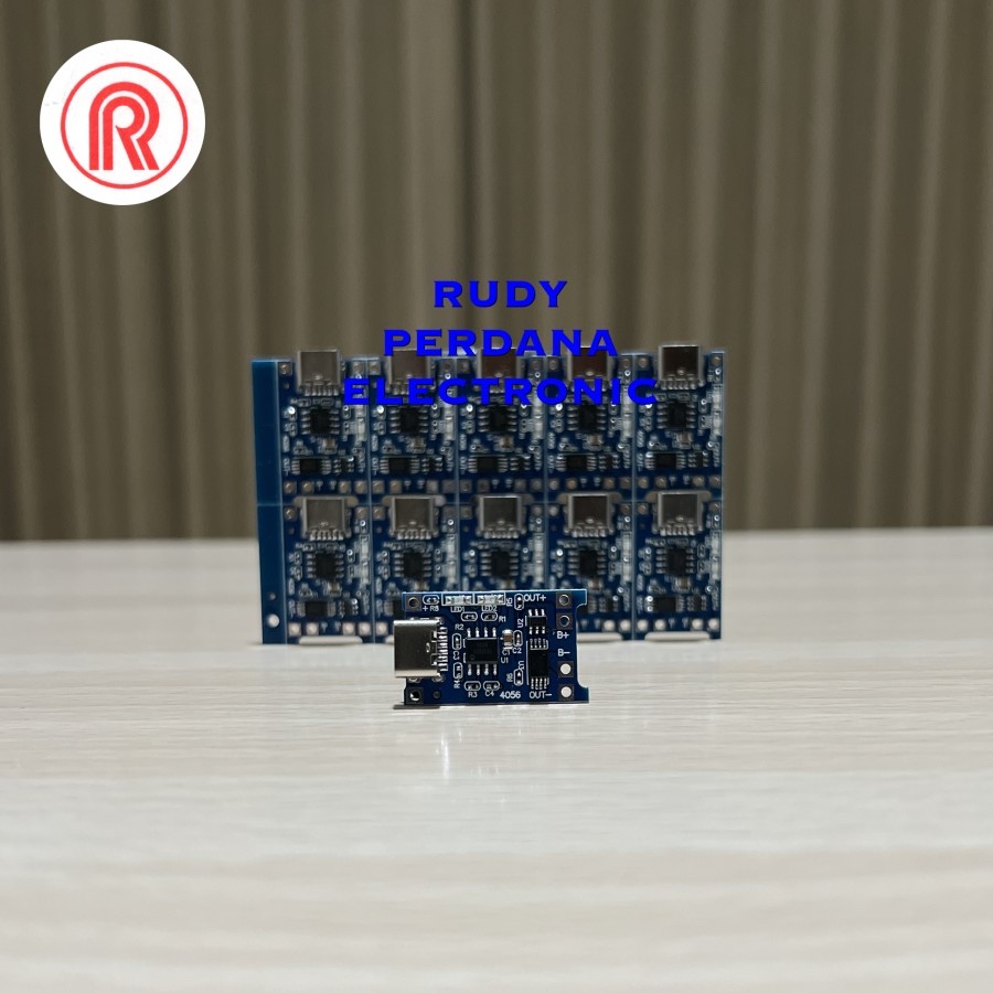 PCB MODUL CHARGER 5V 5 VOLT 1A 1 AMPERE TP4056 USB TYPE C + DIODA PROTEKSI BATTERY BATERAI POWER BAN