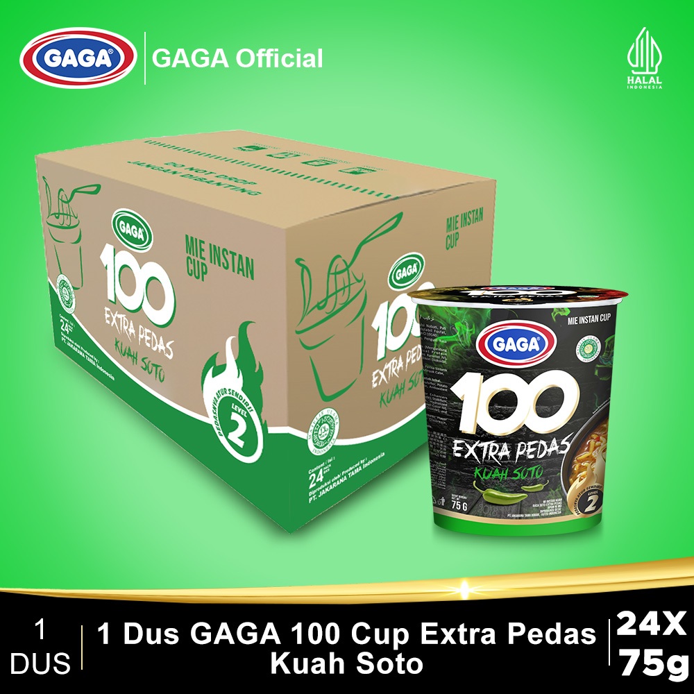 

GAGA 100 Mie Cup Extra Pedas Kuah Soto 1 KTN