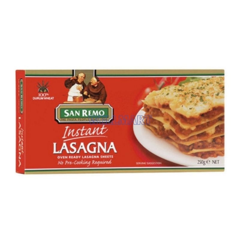 

San Remo Pasta Lasagna Sheets 250gr Instant Lasagna Oven Ready Kulit Lasagna