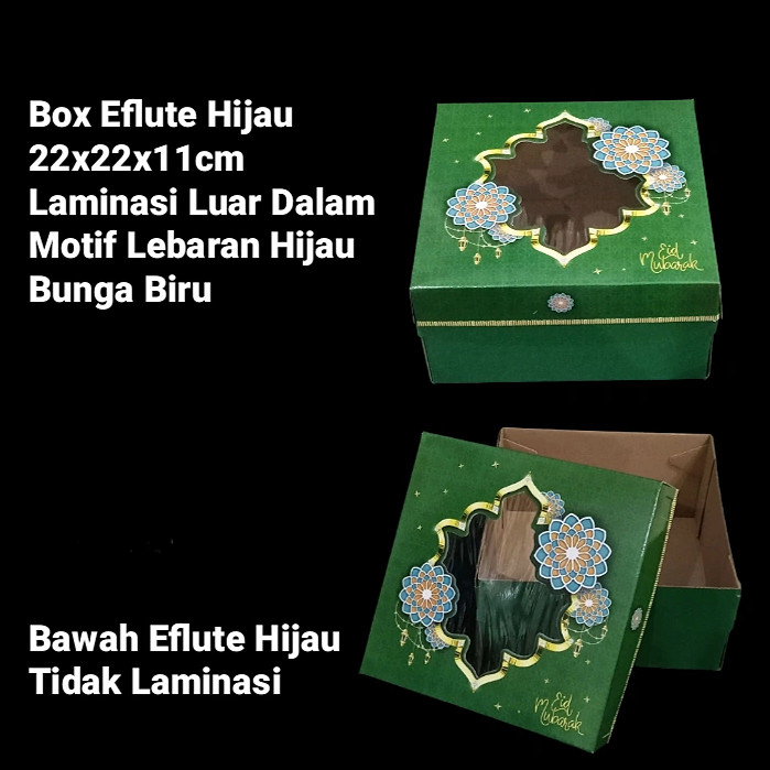 

Dus Kue Lebaran 22x22x11 Cm Idul Fitri Bunga Biru Bawahan Hijau