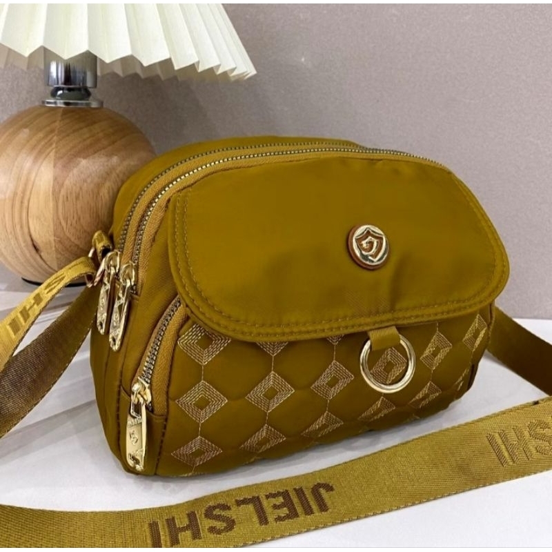 ORI Jielshi Tas Selempang DIPO 3580-80 # SL.223 slingbag Wanita Bahan Parasut Anti Air