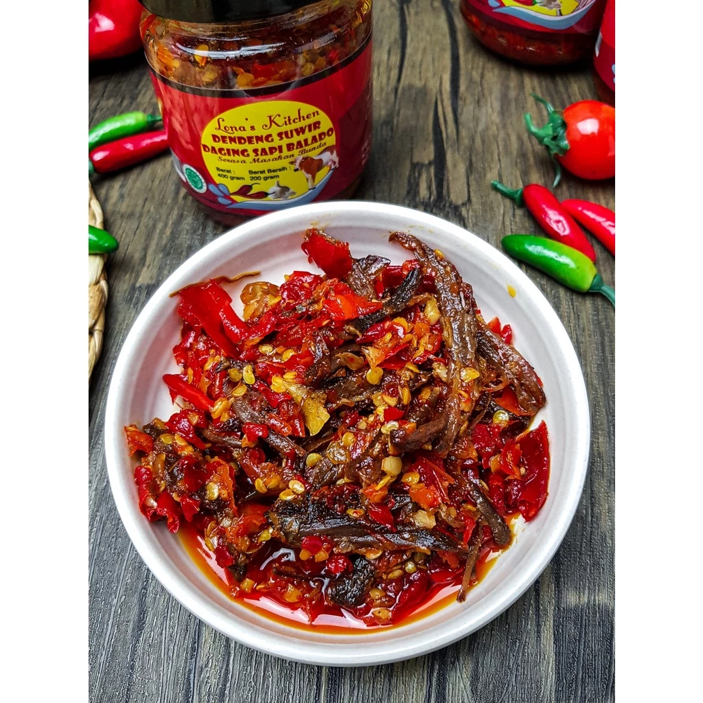 

makanan siap saji sambal rumahan instan praktis varian dendeng sapi suwir daging premium enak gurih nampol