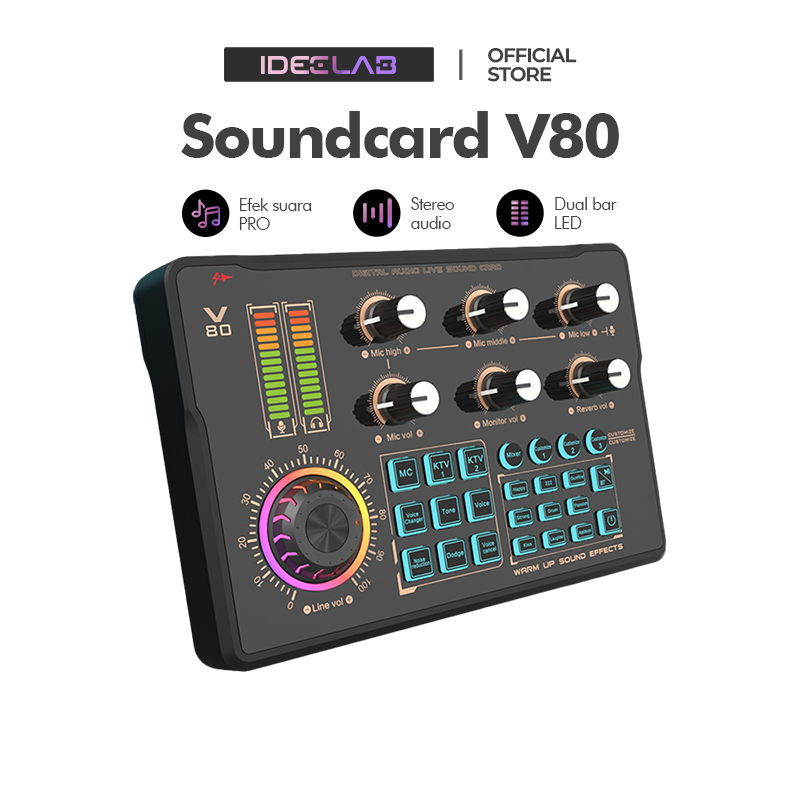 IDEELAB-V80 SoundCard Bluetooth compatible External Wireless DJ Mixer Pengurangan Kebisingan untuk S