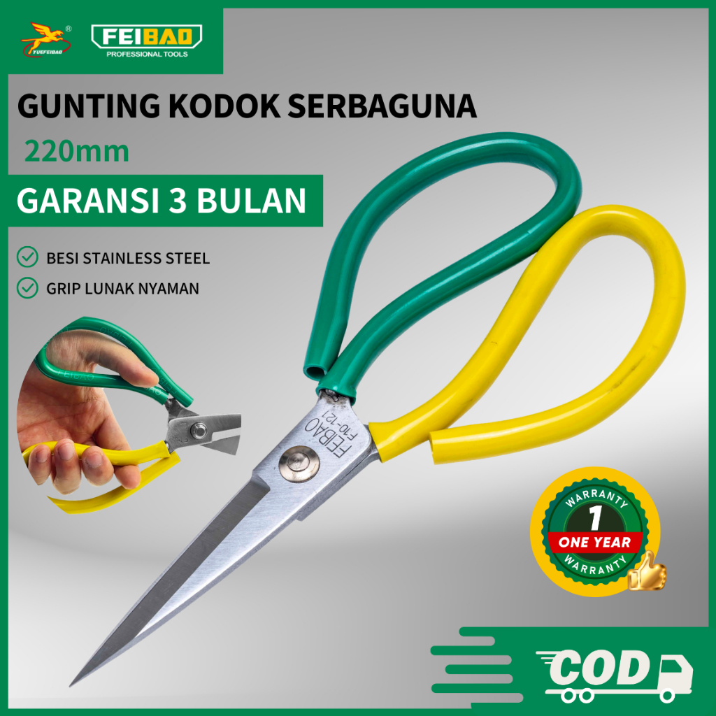 

Feibao Gunting Kodok / Gunting Tukang Serbaguna 220mm / Multifunction Scissor Ukuran Besar / F10-121