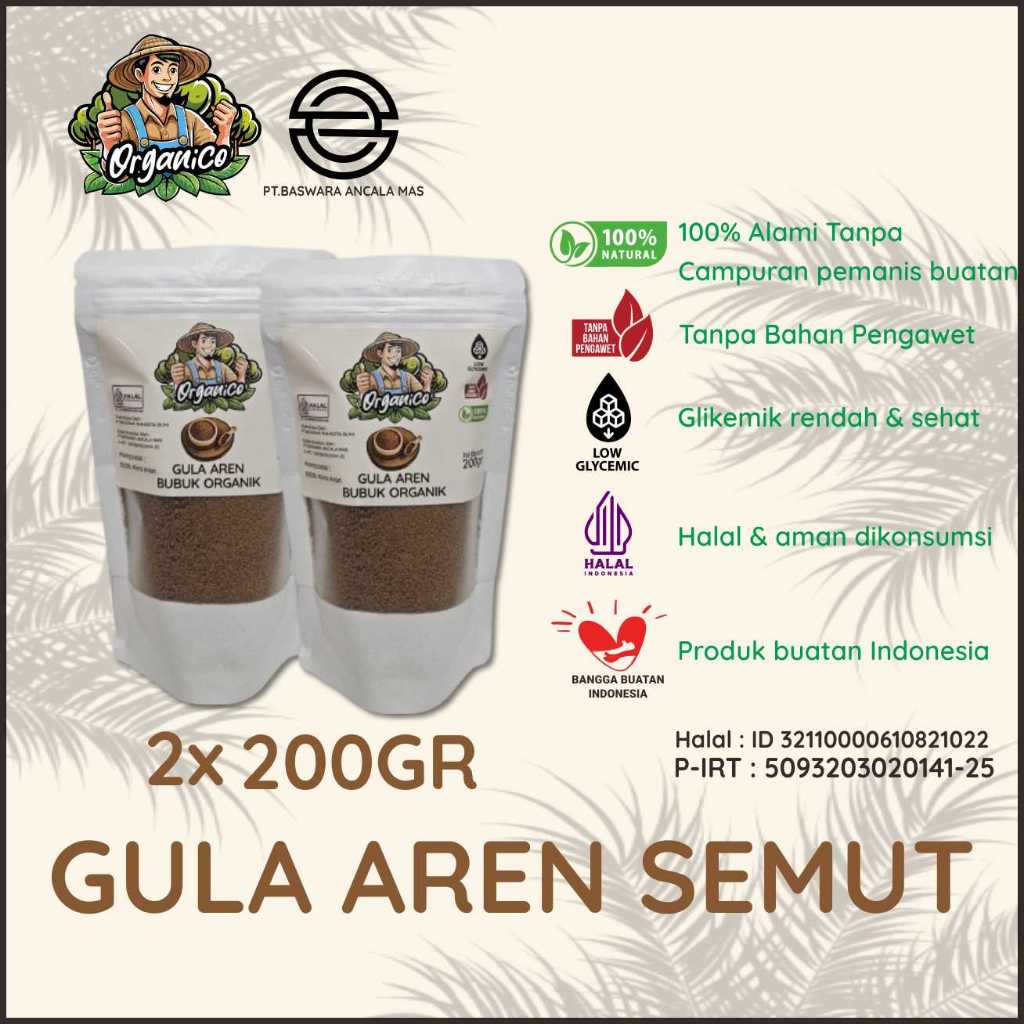 

ORGANICO Paket Hemat Gula Aren Semut Organik Premium 200gr-2pcs