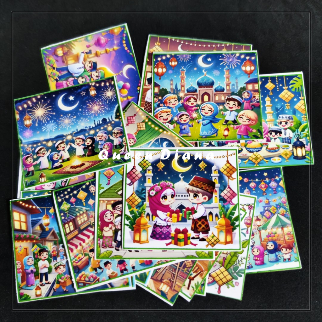 

20 pcs foto tema hari raya idul fitri foto stiker lebaran animasi full color