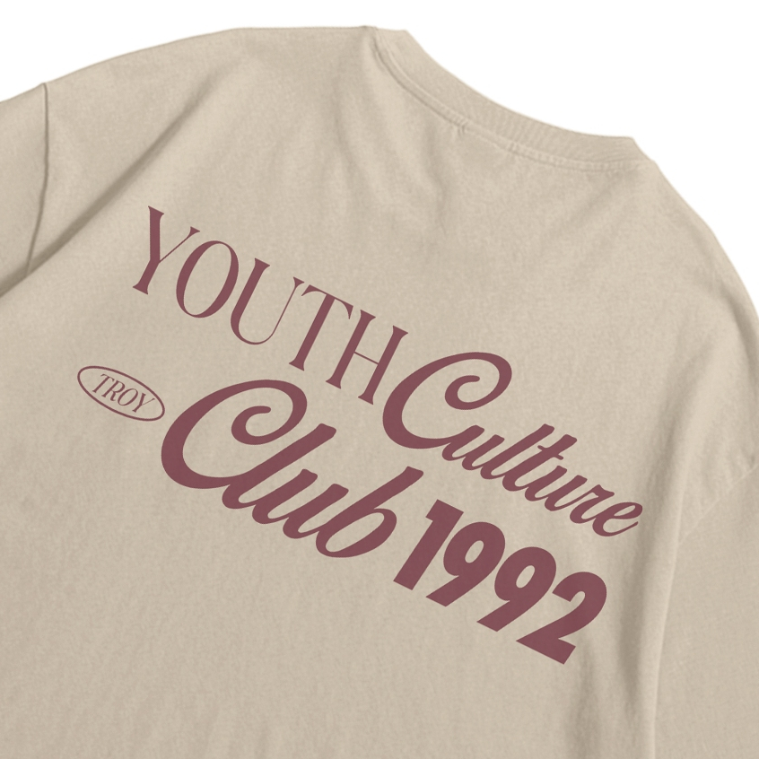 Troy Company Oversize Tshirt Beige Youth Culture - Kaos Oversize Lengan Pendek Coklat Beige OVD 3014