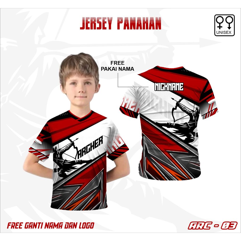 Jersey full printing panahan bahan dryfit baju olahraga panahan anak