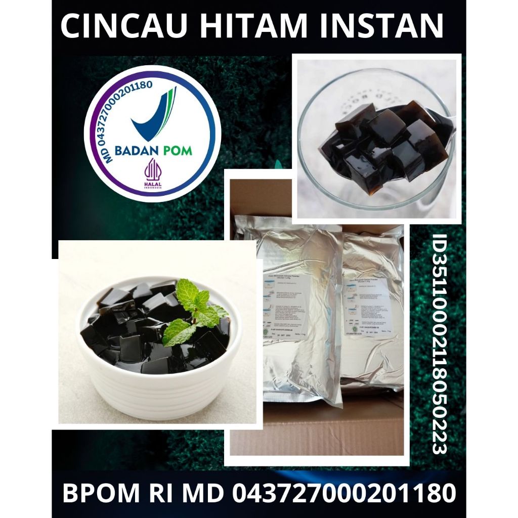 

TERLARIS..!! Cincau Hitam Instan Grass Jelly Cincau Hitam Kemasan Aluminium Foil 1 Kg