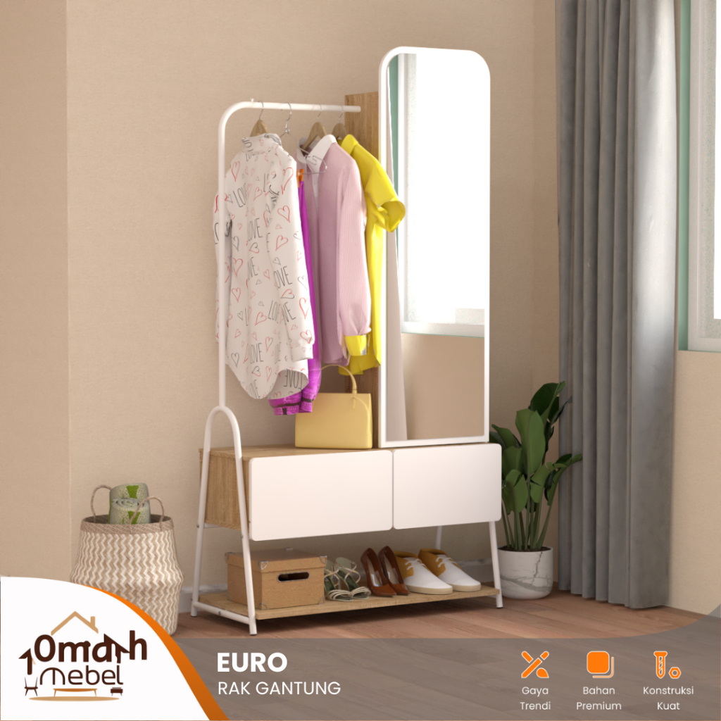 OMAH MEBEL SURABAYA - GANTUNGAN BAJU RAK BESI | SERIES EURO | DESIGN MINIMALIS | MEMPUNYAI KESAN AES