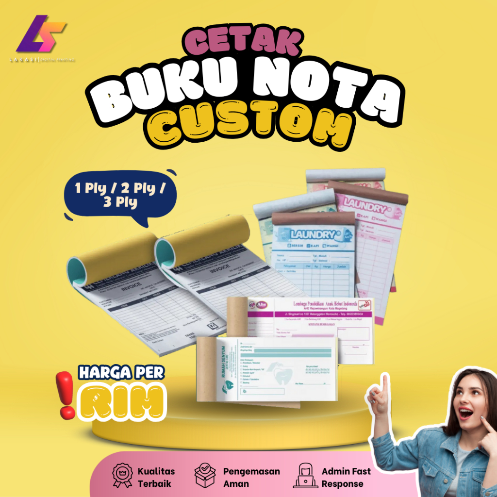

Nota 1/4 Folio 1ply 2 ply 3 ply Nota Custom Request Nama Toko